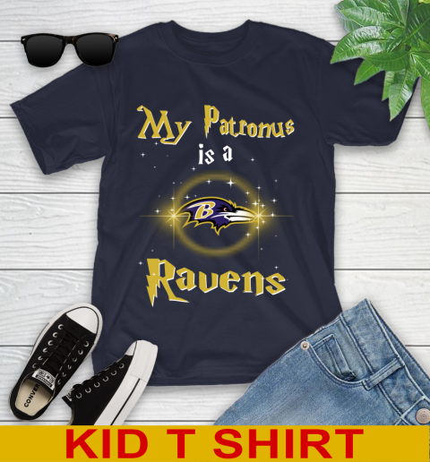 NFL Football Harry Potter My Patronus Is A Baltimore Ravens Youth T-Shirt 2