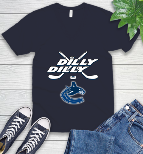 NHL Vancouver Canucks Dilly Dilly Hockey Sports V-Neck T-Shirt 3