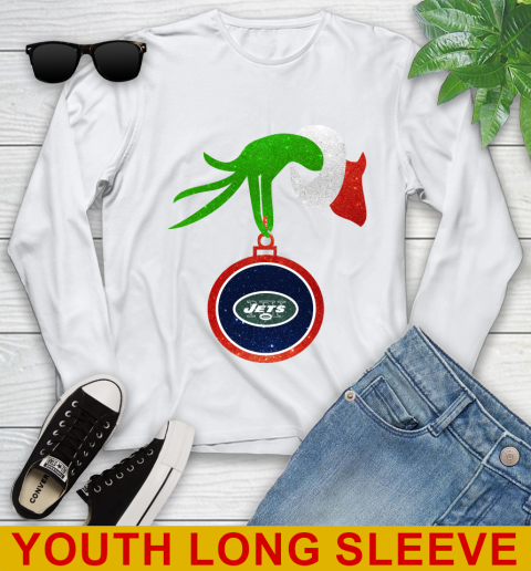 New York Jets Grinch Merry Christmas NFL Football Youth Long Sleeve