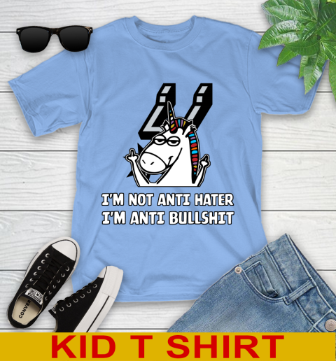 San Antonio Spurs NBA Basketball Unicorn I'm Not Anti Hater I'm Anti Bullshit Youth T-Shirt 11