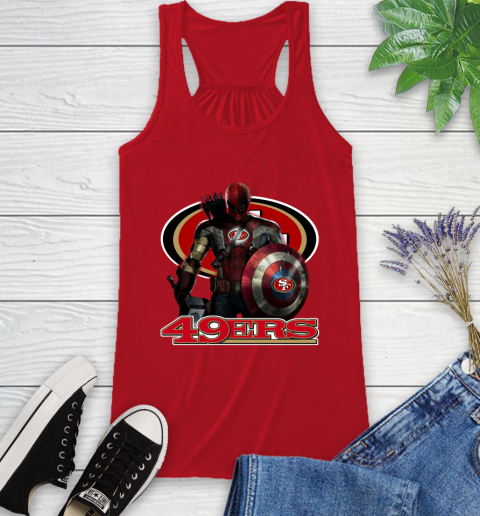NFL Captain America Thor Spider Man Hawkeye Avengers Endgame Football San Francisco 49ers Racerback Tank 6