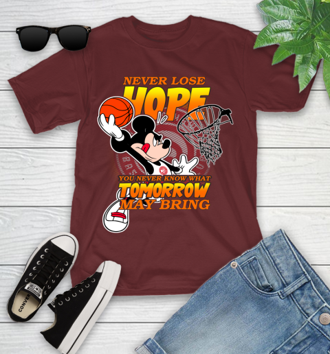 Atlanta Hawks NBA Basketball Mickey Disney Never Lose Hope Youth T-Shirt 14
