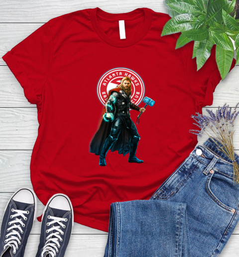 NBA Thor Avengers Endgame Basketball Atlanta Hawks Women's T-Shirt 9