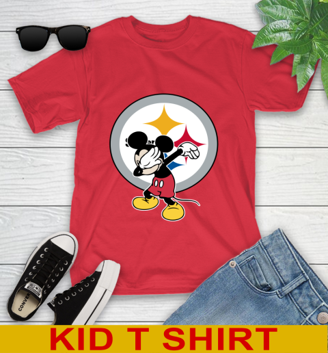 Pittsburgh Steelers NFL Football Dabbing Mickey Disney Sports Youth T-Shirt 10