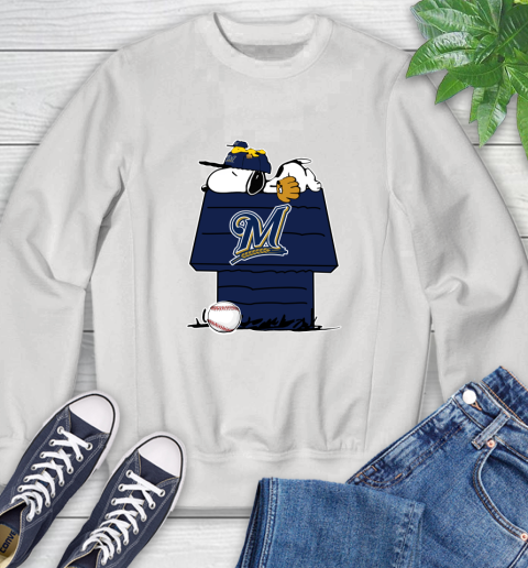 MLB Milwaukee Brewers Snoopy Woodstock The Peanuts Movie Baseball T Shirt Sweatshirt
