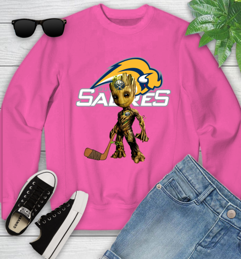 Buffalo Sabres NHL Hockey Groot Marvel Guardians Of The Galaxy Youth Sweatshirt 7
