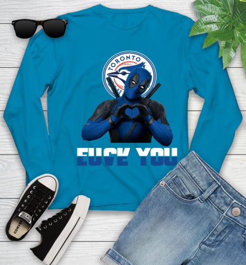 MLB Toronto Blue Jays Deadpool Love You Fuck You Baseball Sports Youth Long Sleeve 8