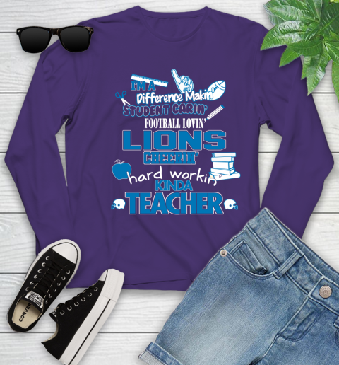 Detroit Lions NFL I'm A Difference Making Student Caring Football Loving Kinda Teacher Youth Long Sleeve 4