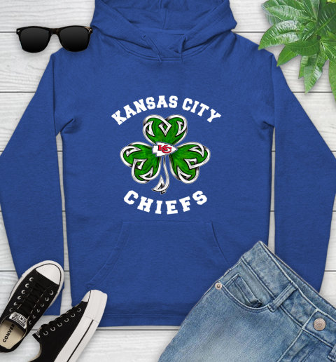 NFL Kansas City Chiefs Three Leaf Clover St Patrick's Day Football Sports Youth Hoodie 11