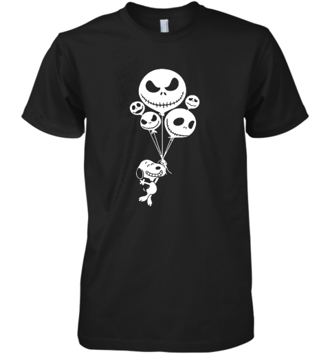 Snoopy Flying Up With Jack Skellington Balloons Premium Men's T-Shirt