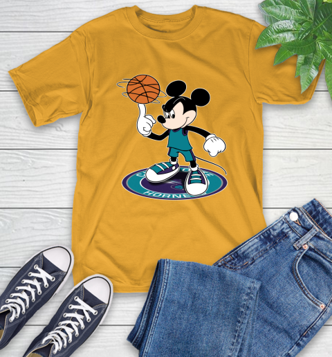NBA Basketball Charlotte Hornets Cheerful Mickey Disney Shirt T-Shirt 3