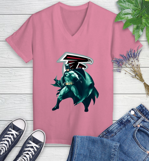 NFL Batman Football Sports Atlanta Falcons Women's V-Neck T-Shirt 13