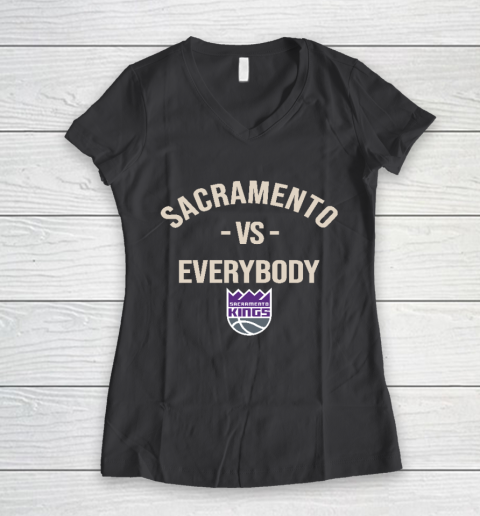 Sacramento Kings Vs Everybody Women's V-Neck T-Shirt 6