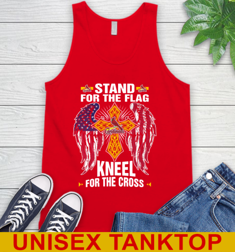 MLB Baseball St.Louis Cardinals Stand For Flag Kneel For The Cross Shirt Tank Top - Image 6