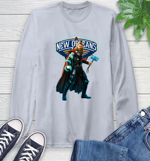 NBA Thor Avengers Endgame Basketball New Orleans Pelicans Long Sleeve T-Shirt 6