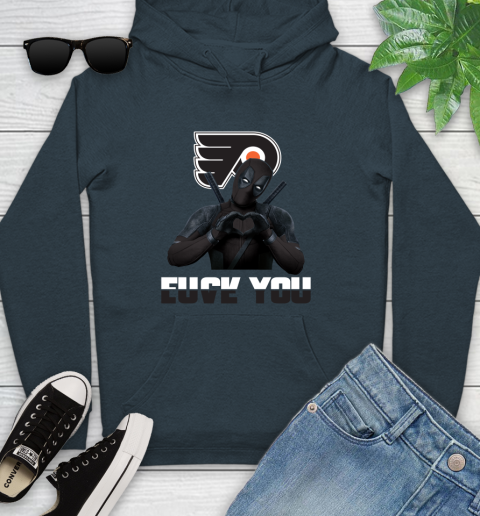 NHL Philadelphia Flyers Deadpool Love You Fuck You Hockey Sports Youth Hoodie 10