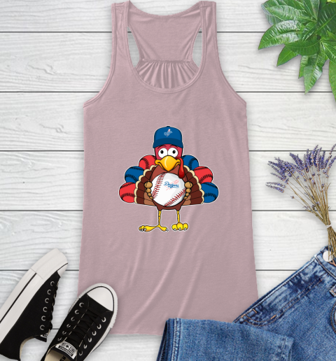 Los Angeles Dodgers Turkey thanksgiving Racerback Tank - Image 12