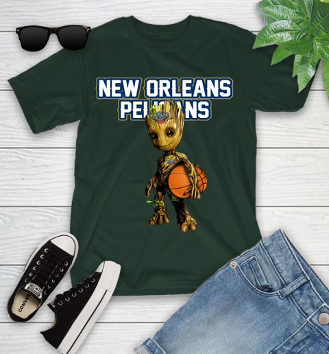 New Orleans Pelicans NBA Basketball Groot Marvel Guardians Of The Galaxy Youth T-Shirt 5