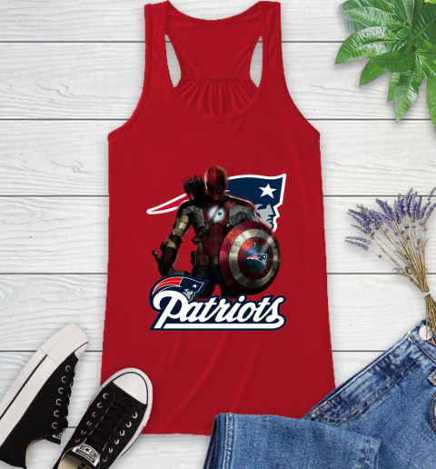 NFL Captain America Thor Spider Man Hawkeye Avengers Endgame Football New England Patriots Racerback Tank 6