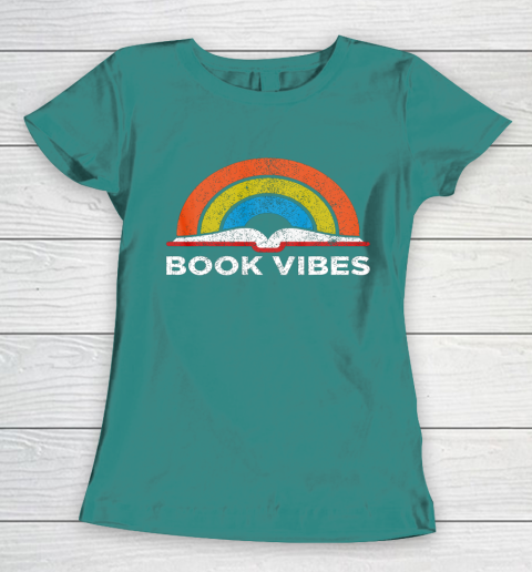 Reading Rainbow t shirt Vintage Retro Book Vibes Rainbow Gift for Reading Lovers Women's T-Shirt 10