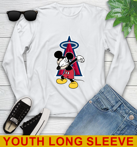 Los Angeles Angels MLB Baseball Dabbing Mickey Disney Sports Youth Long Sleeve