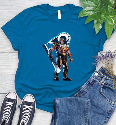 NFL Thanos Gauntlet Avengers Endgame Football Los Angeles Rams Women's T-Shirt 7