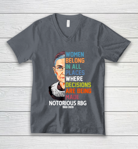 Notorious RBG 1933  2020 Women Belong In All Places Ruth Bader Ginsburg V-Neck T-Shirt 4