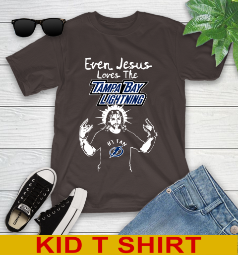 Tampa Bay Lightning NHL Hockey Even Jesus Loves The Lightning Shirt Youth T-Shirt 6