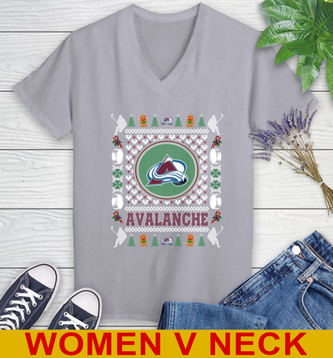 Colorado Avalanche Merry Christmas NHL Hockey Loyal Fan Women's V-Neck T-Shirt 4