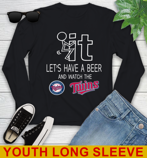 Minnesota Twins Baseball MLB Let's Have A Beer And Watch Your Team Sports Youth Long Sleeve