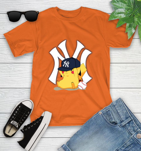 MLB Pikachu Baseball Sports New York Yankees Youth T-Shirt 7