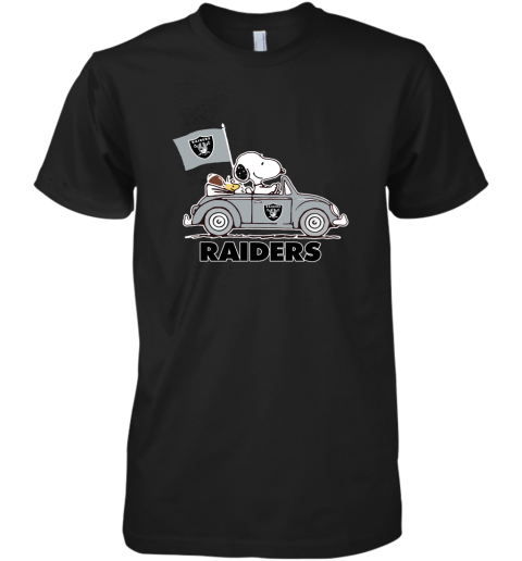 Snoopy And Woodstock Ride The Oakland Raiders Car NFL Premium Men's T-Shirt