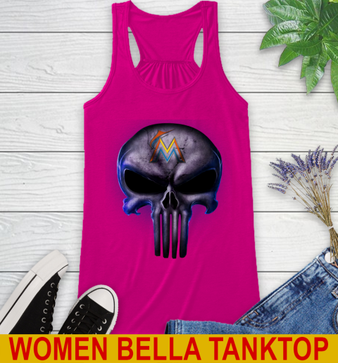 Miami Marlins MLB Baseball Punisher Skull Sports Racerback Tank 6