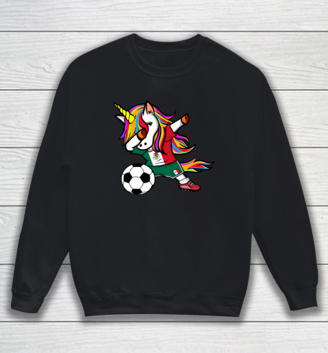 Funny Dabbing Unicorn Mexico Football Mexican Flag Soccer Sweatshirt