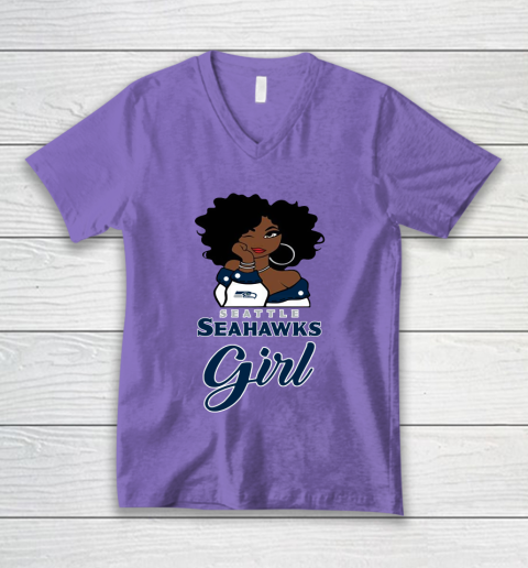 Seattle Seahawks Girl NFL V-Neck T-Shirt 9