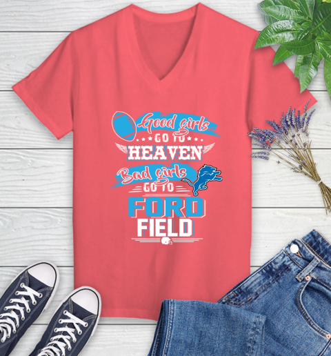 Detroit Lions NFL Bad Girls Go To Ford Field Shirt Women's V-Neck T-Shirt 6