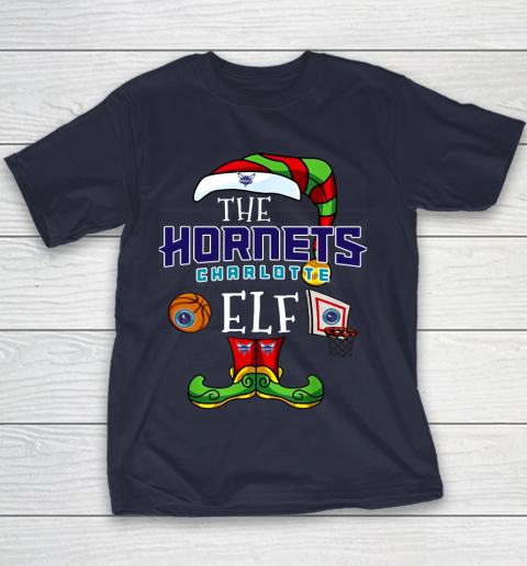 Charlotte Hornets Christmas ELF Funny NBA Youth T-Shirt 2