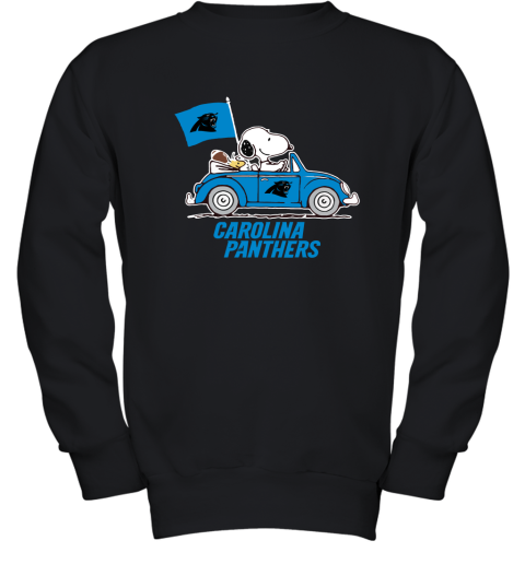 Snoopy And Woodstock Ride The Carolina Panthers Car NFL Youth Sweatshirt