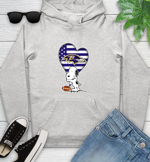Baltimore Ravens NFL Football The Peanuts Movie Adorable Snoopy Youth Hoodie
