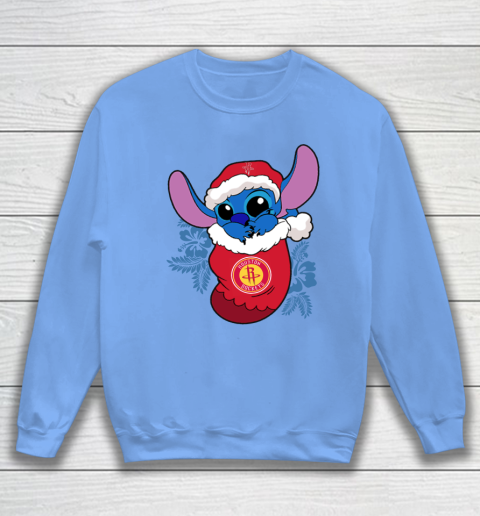 Houston Rockets Christmas Stitch In The Sock Funny Disney NBA Sweatshirt 9