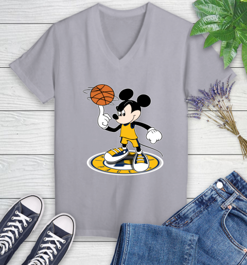 NBA Basketball Indiana Pacers Cheerful Mickey Disney Shirt Women's V-Neck T-Shirt 4