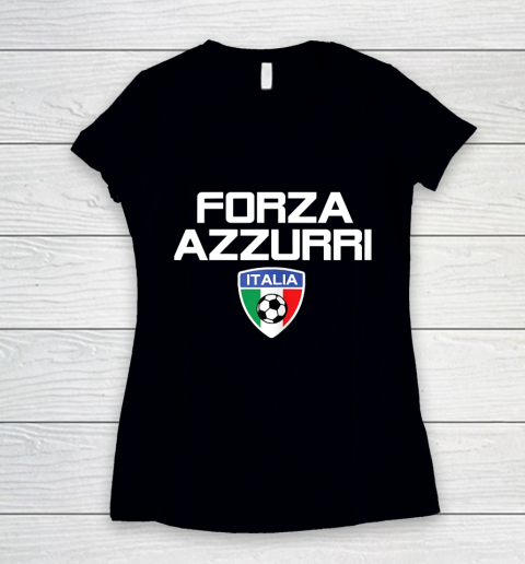 Italy Soccer Jersey 2020 2021 Euro Italia Football Team Forza Azzurri Women's V-Neck T-Shirt