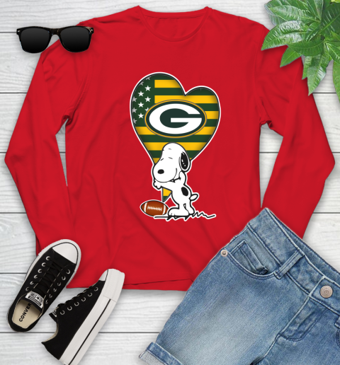 Green Bay Packers NFL Football The Peanuts Movie Adorable Snoopy Youth Long Sleeve 11