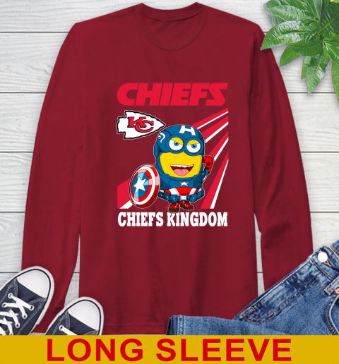 NFL Football Kansas City Chiefs Captain America Marvel Avengers Minion Shirt Long Sleeve T-Shirt 9