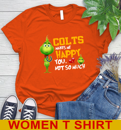 NFL Indianapolis Colts Makes Me Happy You Not So Much Grinch Football Sports Women's T-Shirt 3