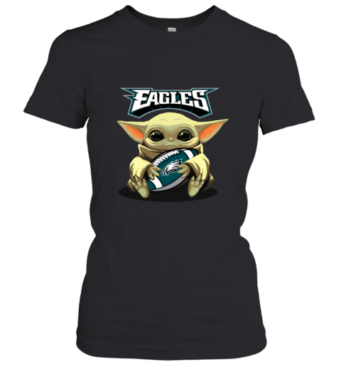 Baby Yoda Loves The Philadelphia Eagles Star Wars NFL Women's T-Shirt