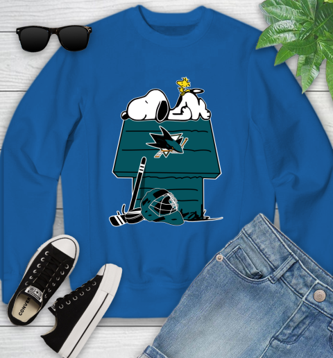 San Jose Sharks NHL Hockey Snoopy Woodstock The Peanuts Movie Youth Sweatshirt 8