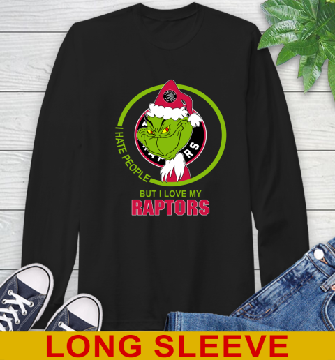 Toronto Raptors NBA Christmas Grinch I Hate People But I Love My Favorite Basketball Team Long Sleeve T-Shirt 2