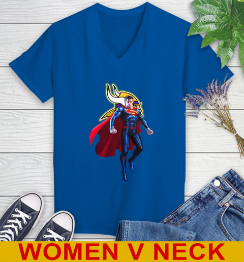 NFL Superman DC Sports Football Minnesota Vikings Women's V-Neck T-Shirt 11