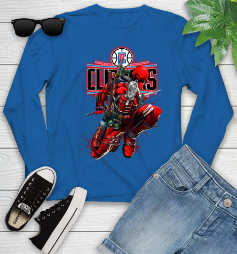 NBA Deadpool Marvel Comics Sports Basketball LA Clippers Youth Long Sleeve 9
